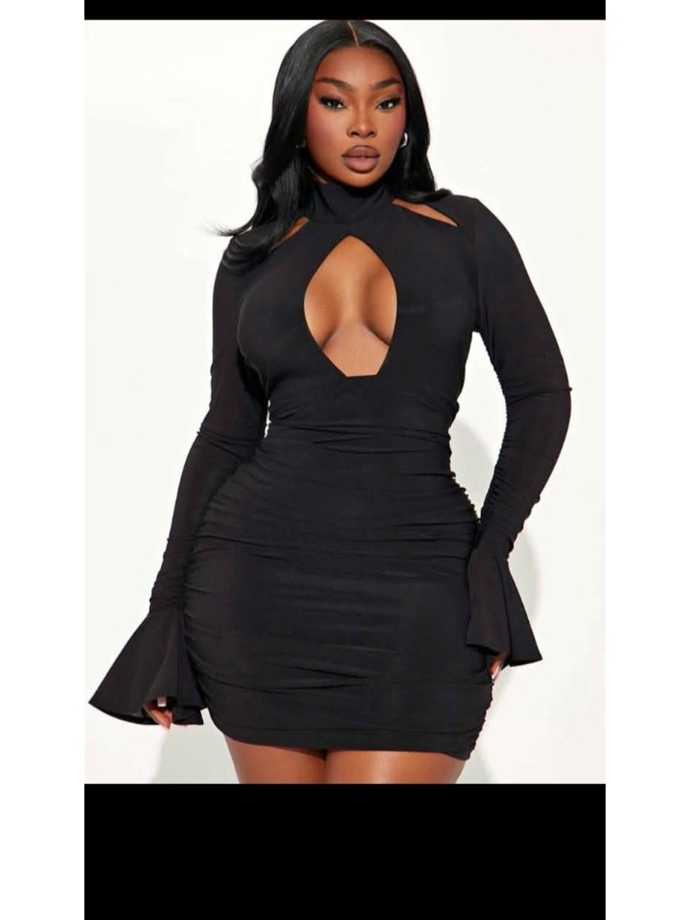 Black Cutout Long-Sleeve Bodycon Dress